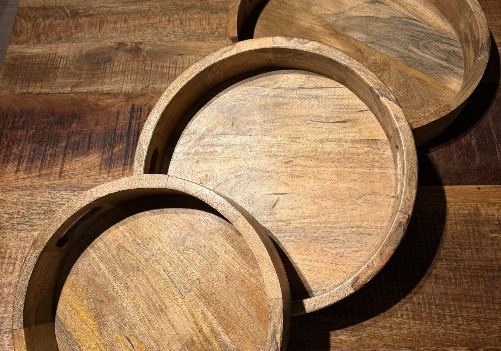 Dienbladen hout Drunen (set van 3)